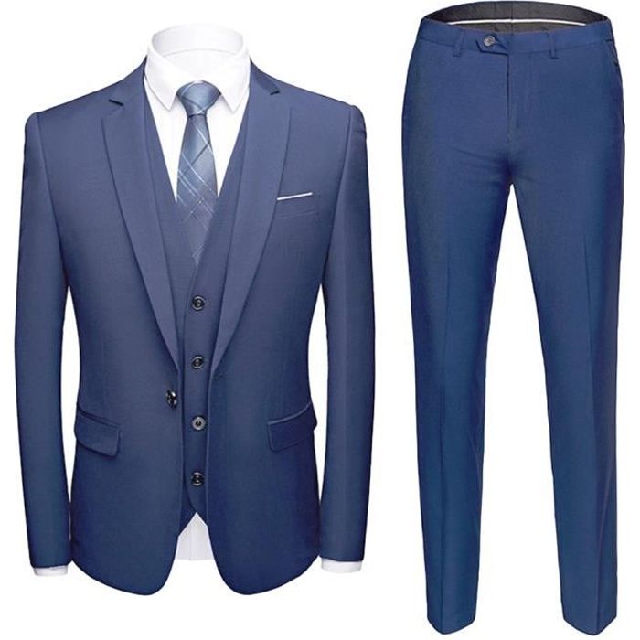 Costume Homme 2 Pièces Slim Fit - Smoking Mariage Soirée, Blazer Veste + Pantalon S-3XL