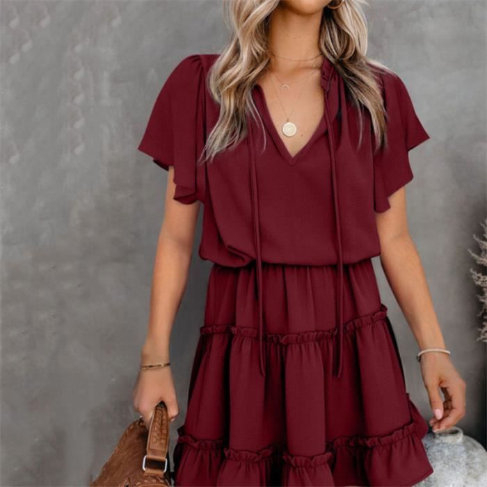 Robe simple à capuche de couleur unie