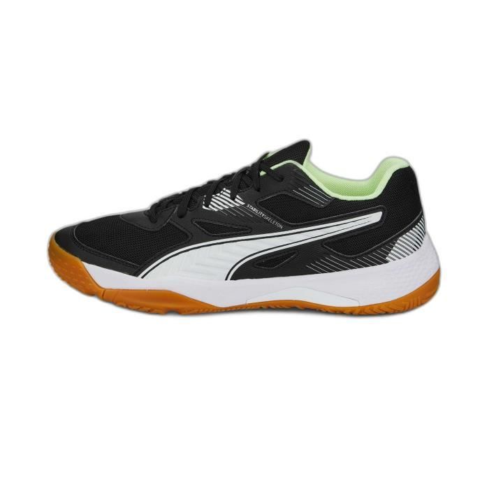chaussures de handball indoor puma solarflash ii - noir/blanc/jaune pâle/marron