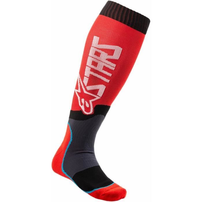 chaussettes de moto cross alpinestars mx plus2 - noir/bleu/rouge/blanc - l/xxl