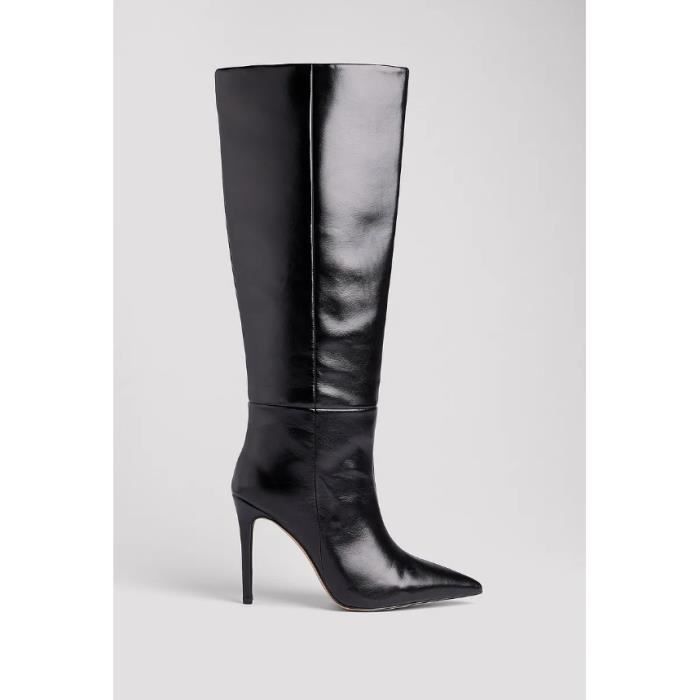 Bottes à talons aiguilles noires pour femme - NA-KD - Hauteur de la tige haute - Fermeture à glissière mi-longue