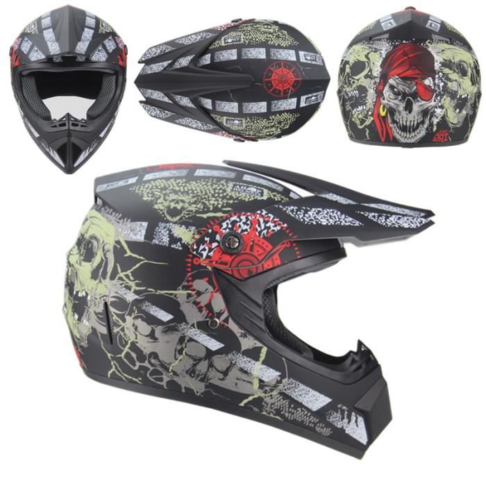 Casque Moto Enfant Taille Unique 48-56cm - Visière Anti-Rayures, Doublure Amovible, Confortable Et Sécuritaire