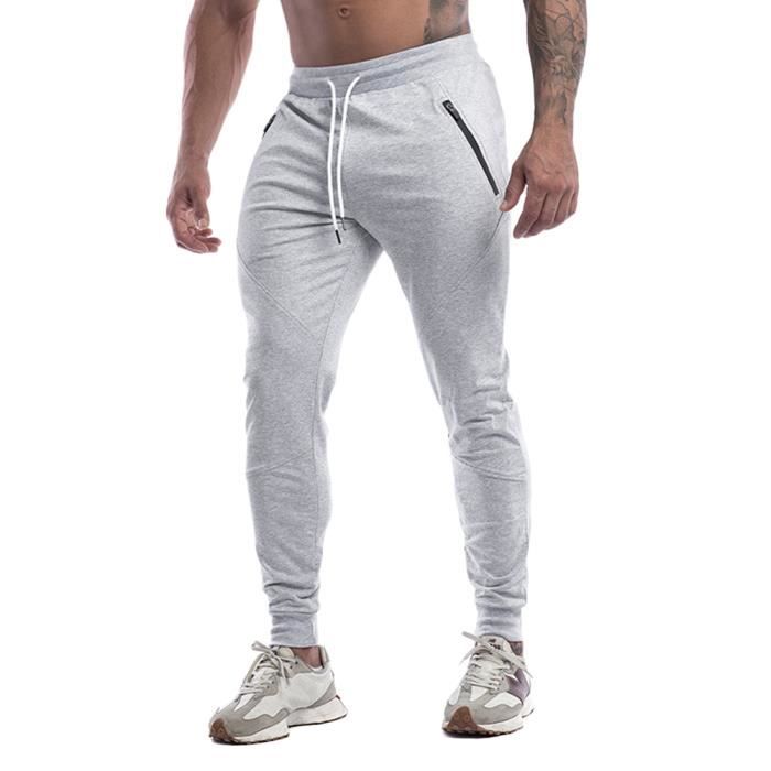 Pantalon Jogging Homme Slim Fit Pantalons de Survêtement Jogger Training  Pants Sweatpants avec Poches Zippées,Gris1 Gris1 - Cdiscount Prêt-à-Porter