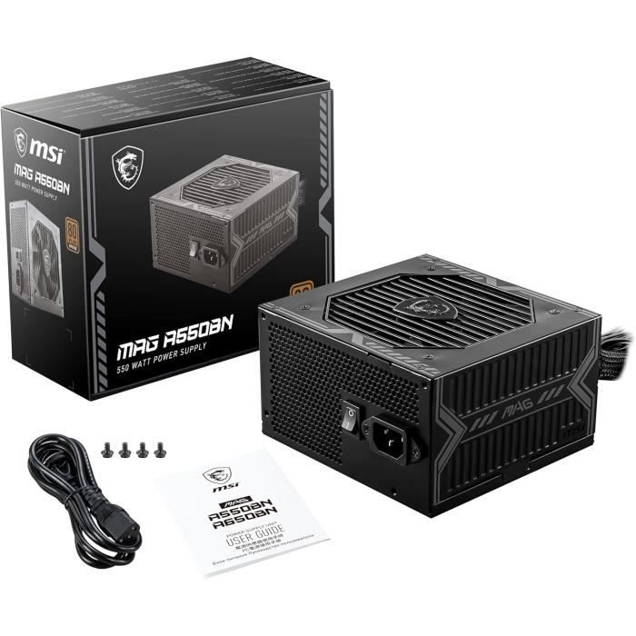 MSI Alimentation ?lectrique 550 Watts Efficacit? 80 PLUS PFC Active MAGA550BN Alimentation PC - vue 2