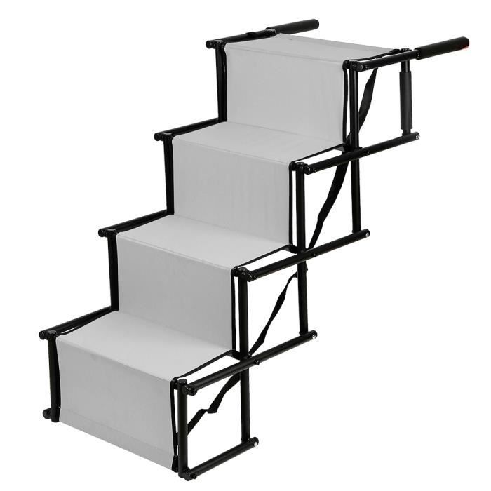 HSTURYZ Escalier Pliable pour Grands Chiens, Aide à l'escalade, Stable et Antidérapante à Chargeable Jusqu'à 80 kg, Gris