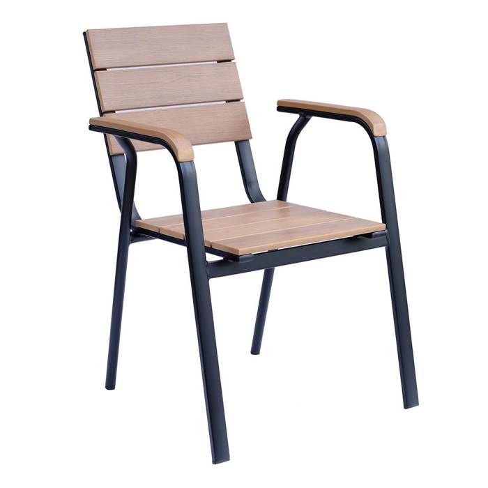 Chaise de terrasse en aluminium et bois synthétique Tomar - Oviala