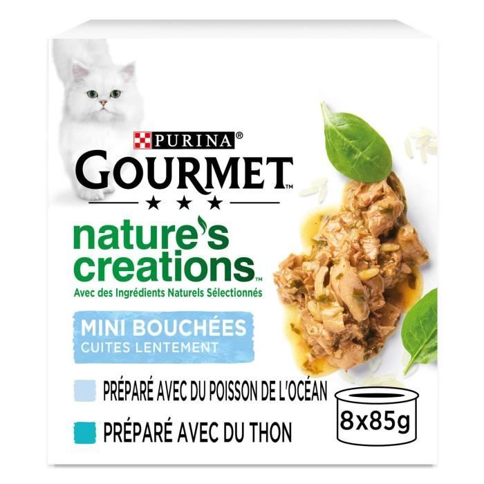 Meilleurs prix pour Pâtée pour chat - PURINA - GOURMET Nature's Creations - Sauce poissons et thon - Lot de 3 - 8 boîtes de 85 g