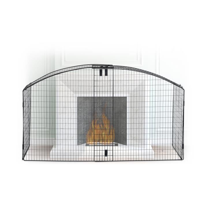 Barrière de sécurité pare-feu de cheminée grille enfant métal 4 pièces en  acier, noir, 2402.575