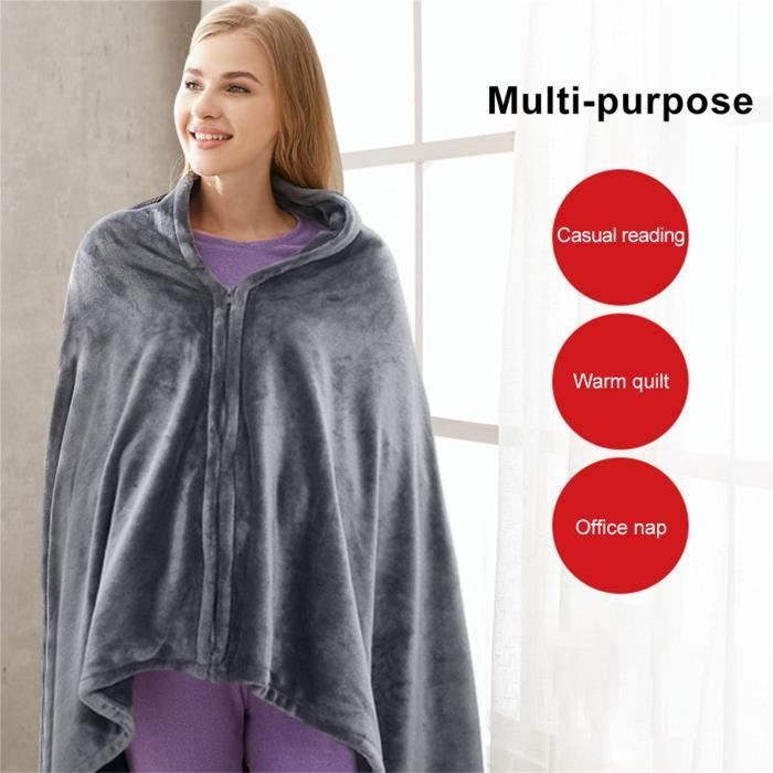Couverture polaire thermique chauffante électrique USB portable châle chauffante électrique lavable couette en peluche unisexe