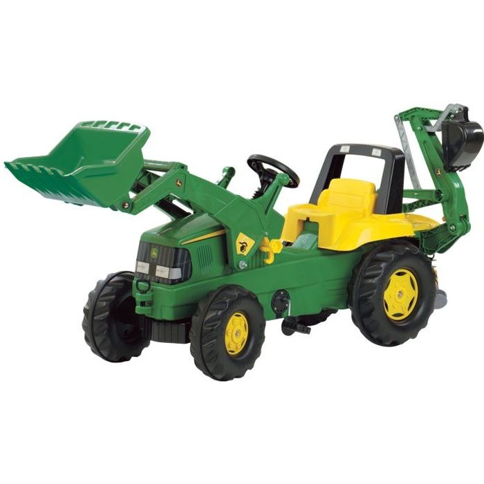 Tractopelle à pédales JOHN DEERE Rolly Junior - Chargeur frontal et  pelleteuse fonctionnels - Vert/Orange - Cdiscount Jeux - Jouets