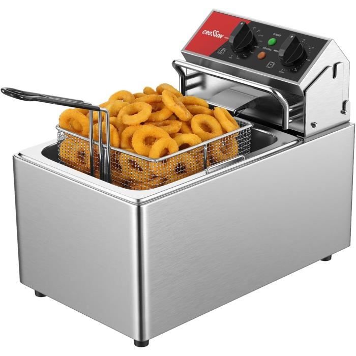 Friteuse Double 2x3L Avec Zone Froide - Thermostat 0-190°C, Réservoirs Amovibles Lavables, 3600W