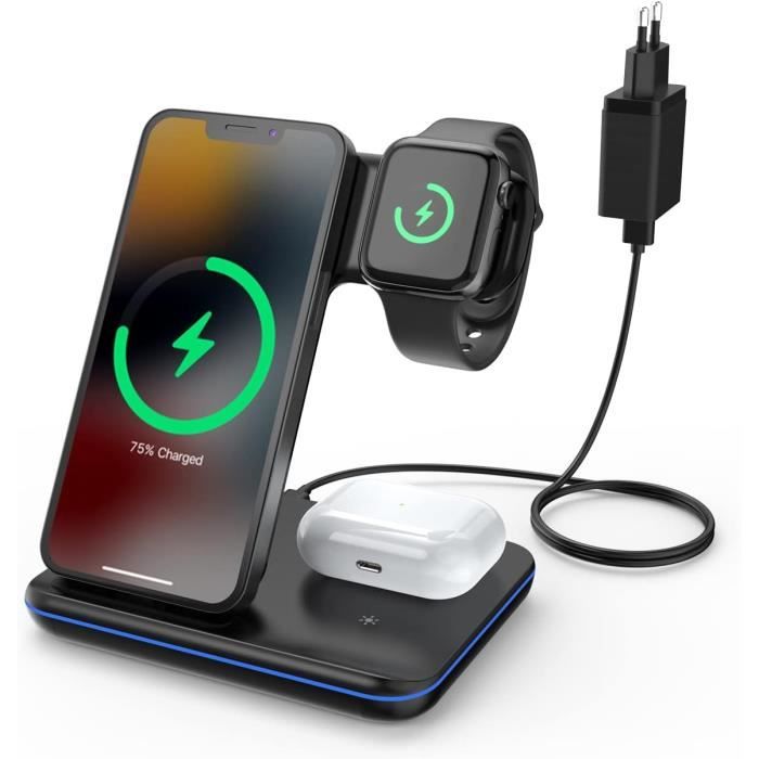 Chargeur Sans Fil Rapide 3 En 1 18 W Avec Adaptateur Qc 3 0 Station Chargeur Sans Fil Rapide 3 En 1 18 W Avec Adaptateur Qc 3 0 Station