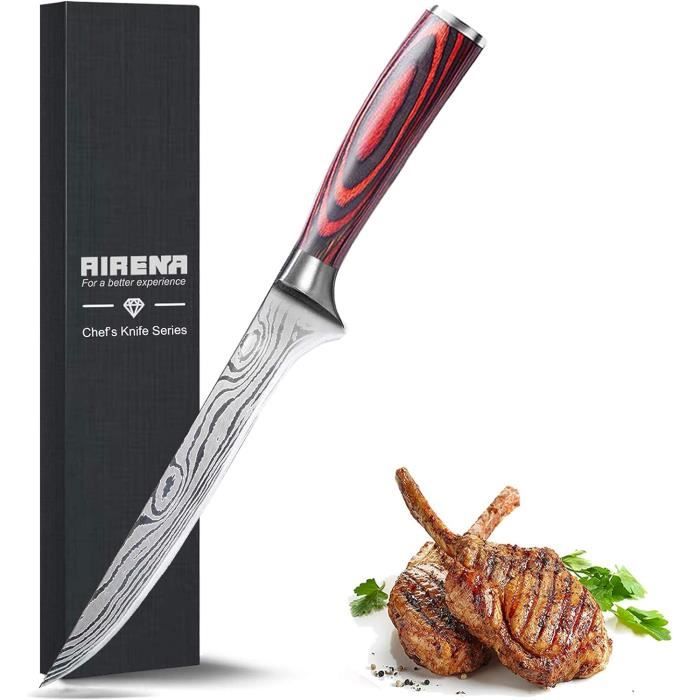 Couteau De Cuisine Ernesto® – Couteau à Désosser, Acier Inoxydable, Manche Noir