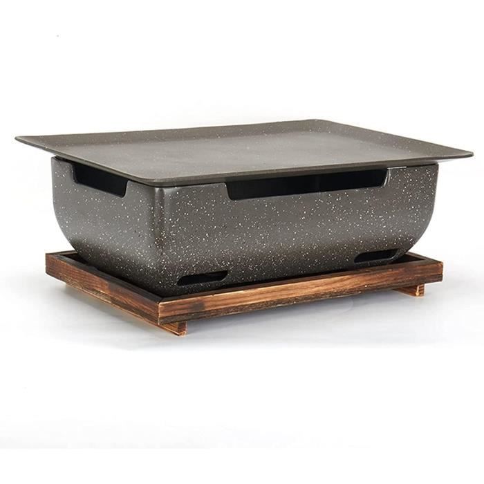 Barbecue Coréen Multifonction 13 Pouces – Grill Charbon Table, Plateau Anti-Adhésif, Trou Vidange Huile, Portable