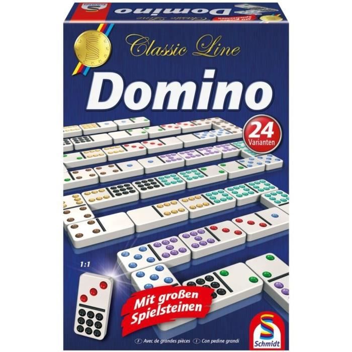 Jeu de Domino SCHMIDT SPIELE Classic line 55 dominos grand format 24 variantes de règles