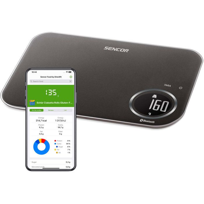 Sencor Balance de cuisine connectée SKS 7178BK Bluetooth avec scan codes-barres jusqu'à 8 kg - vue 1
