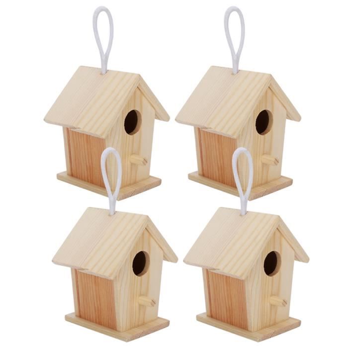Meilleurs prix pour Nichoir en bois de platane suspendu pour oiseaux sauvages - Shipenophy - Mini maison doiseaux 4 pièces