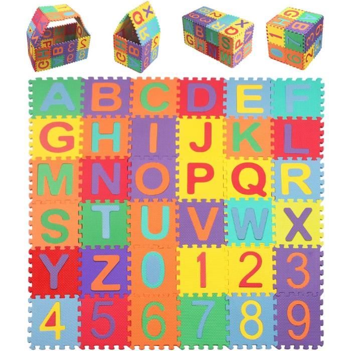 Stillcool® 36pcs Puzzle Tapis mousse 15.5x15.5cm Jeu éducatif alphabet et chiffres Tapis Bébé