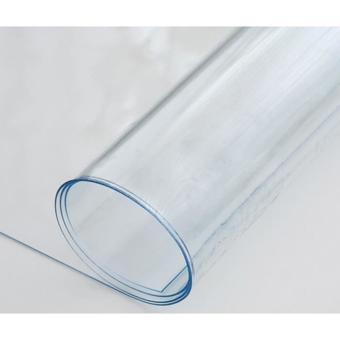 Nappe Transparente épaisse 0,80 mm d'épaisseur – Rectangle 140 x 150 cm – Film robuste protection PVC transparent (sans plis)