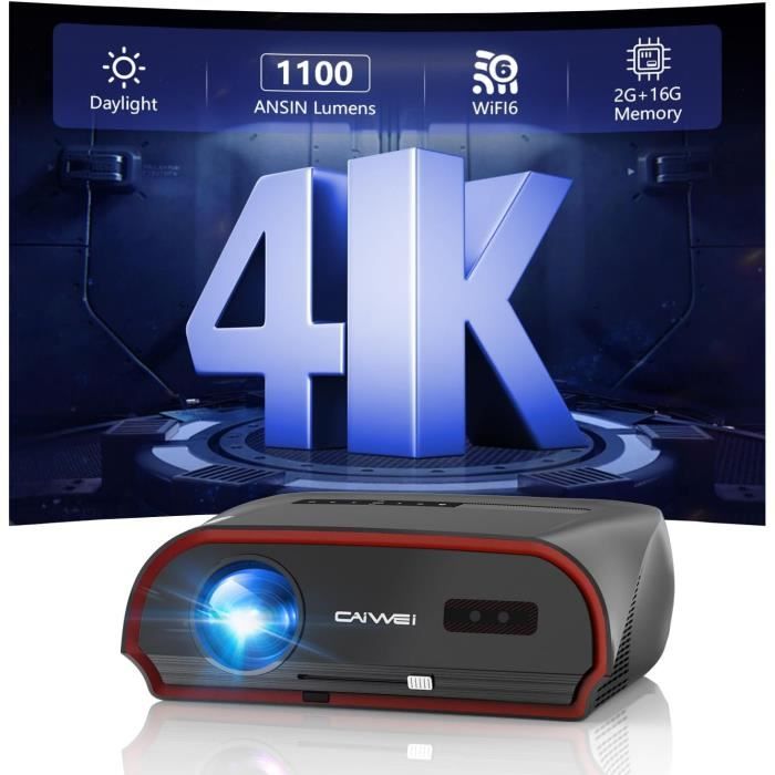 Vidéoprojecteur Home Cinéma 4K Avec Toile, 1100 Ansi Lumière Du Jour