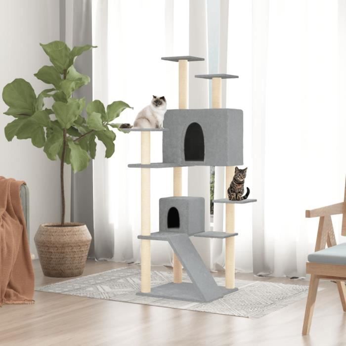 Comparer les prix de 171694  vidaXL Arbre à chat avec griffoirs en sisal Gris clair 153 cm