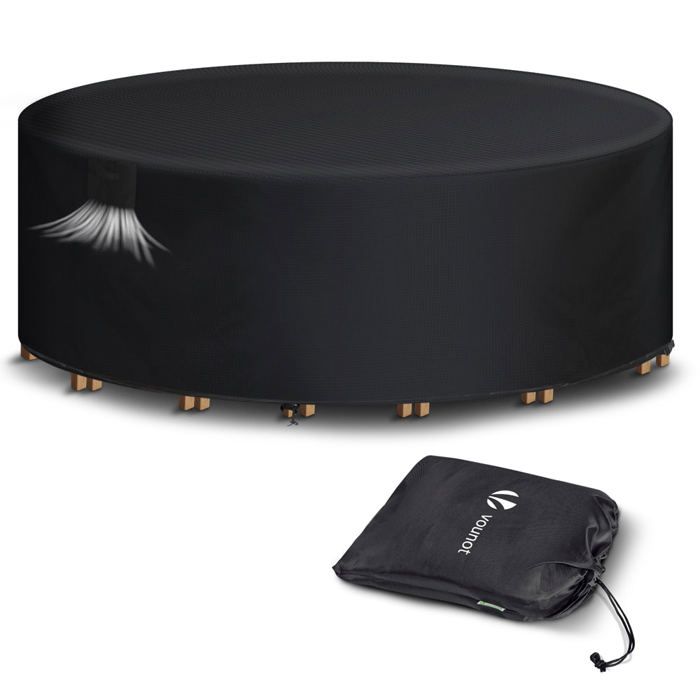 Kovshuiwe Housse Ronde Imperméable Pour Meubles De Jardin - Tissu Oxford 420D - 102 X 71 Cm - Anti-UV Et Coupe-vent