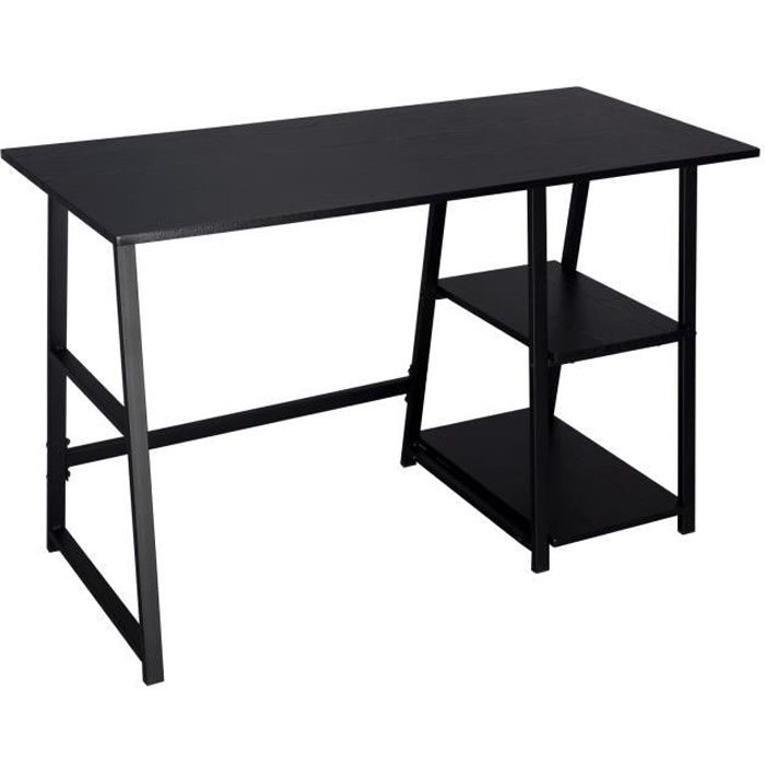 Woltu Table De Bureau En Acier Et Bois Bureau D Ordinateur Avec 2 Etageres Table De Travail 120x50x73 Cm Noir Achat Vente Bureau Woltu Table De Bureau Soldes Sur Cdiscount Des Le 20