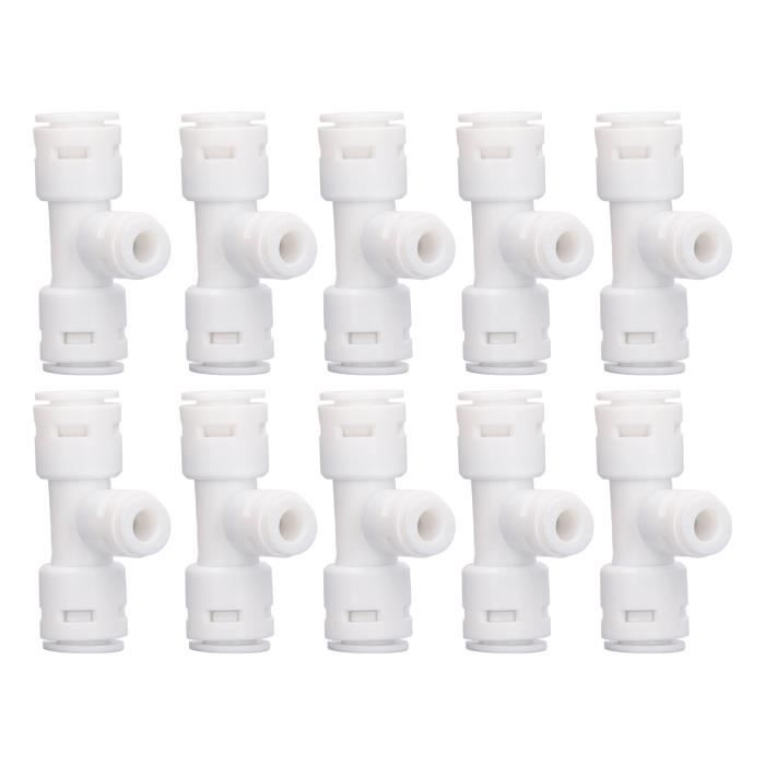 Lot De 5 Raccords En T égal Quickun – 3 Voies – Pour Tube D'air 5/16 De Pouce (8mm) – Plastique – Applications Laboratoire, Chimie, Alimentaire