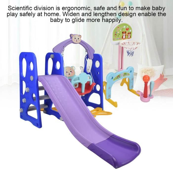 Balakaka Toboggan Enfant 3-en-1 Avec Panier Basket – Aire De Jeux Intérieur/ Extérieur, Toboggan Escalade Bébé Toboggan Enfant 100 Kg