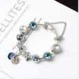 18CM Bleu Charms Bracelet Pandora Style bijoux Femme CZ Trèfle Charms Femme-1