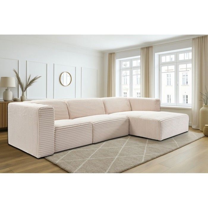 Canapé d’angle modulable 5 places PRADIA L Beige - Cdiscount Maison