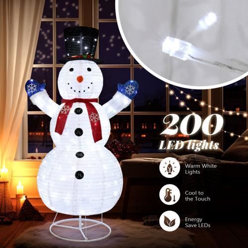 Bonhomme de neige lumineux pop-up de 180 cm - avec 200 LED