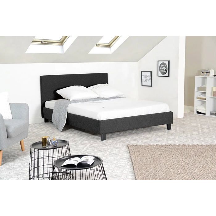 Lit Coffre 90x190 Cm Avec Port USB-c, Sommier Bois, Tissu Naturel - Lit avec rangement Lit Coffre 90x190 Cm Avec Port USB-c, Sommier Bois, Tissu Naturel - Lit avec rangement