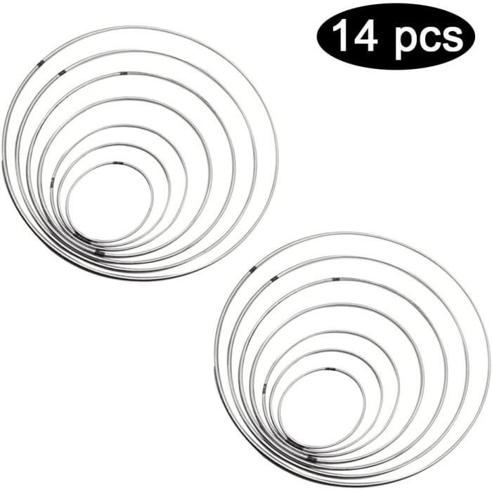 Lot De 6 Anneaux Métal Pour Attrape-rêves - Forme Cœur, Diamètre 2 Pouces, Finition Argent Blanc, Pour DIY Déco
