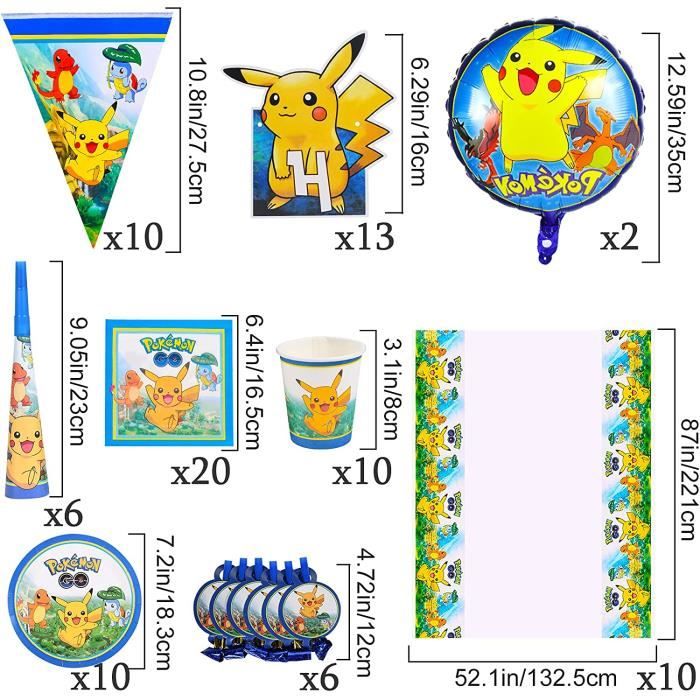 Ensemble de décoration d'anniversaire Pokemon, ballons de bannière joyeux  anniversaire ballons en aluminium Pokemon ballons Pikachu - Cdiscount Maison