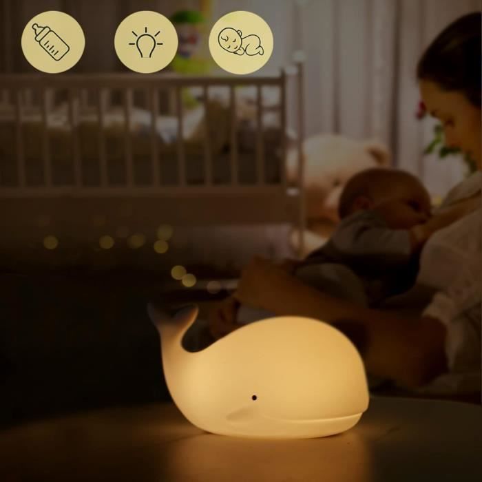 Veilleuse Bébé Personnalisée Avec Nom Et Date - Lampe LED Douce Réglable - 15 Animaux Au Choix - Cadeau Naissance, Baptême, Noël - Déco Chambre Enfant