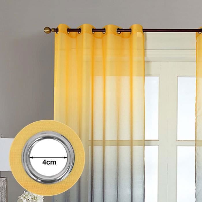 Hiasan Rideaux Occultants 2 Panneaux (140x175cm) - Jaune - Œillets Argentés - Isolants Thermiques Et Acoustiques