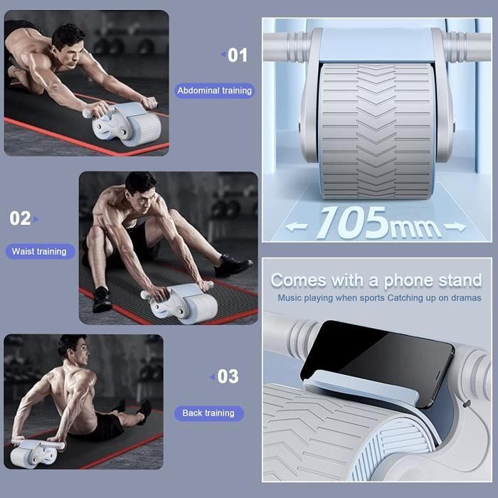 Roue Abdominale Avec Support Genoux & Équilibre Coude - AB Roller Fitness Musculation Abdominaux, Dos, Épaules - Jusqu'à 200 Kg