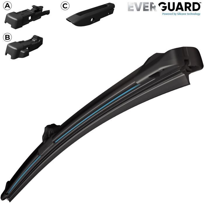 Kit De 2 Balais D'essuie-glace Valeo Everguard En Silicone - Taille 600 Mm Et 350 Mm - Durée De Vie Prolongée, Essuyage Silencieux