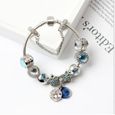 18CM Bleu Charms Bracelet Pandora Style bijoux Femme CZ Trèfle Charms Femme-2