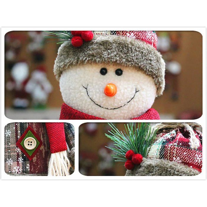 Décoration De Noël Télescopique En Tissu Bleu Père Noël, Bonhomme