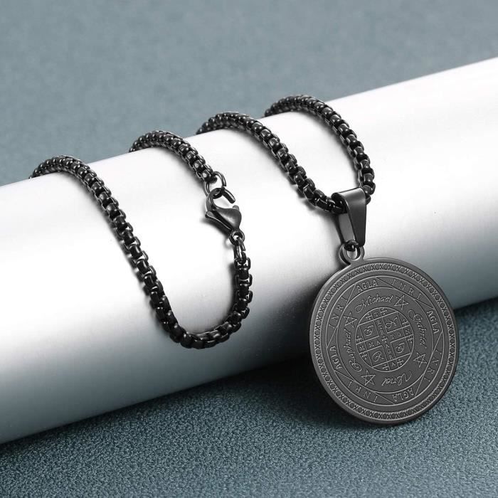 Acheter Sceau des 7 archanges pendentif colliers pour hommes sceau de Salomon Talisman spirituel Protection amulette bijoux en acier inoxydable Acheter Sceau des 7 archanges pendentif colliers pour hommes sceau de Salomon Talisman spirituel Protection amulette bijoux en acier inoxydable