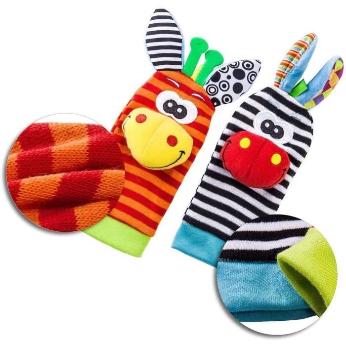 Chaussettes hochet en peluche réconfortant pour bébé, bande de poignet,  jouets d'animaux de dessin animé d'insecte, jouet d'apprentissage pour  fille et garçon, 3-6 à 12 mois - AliExpress
