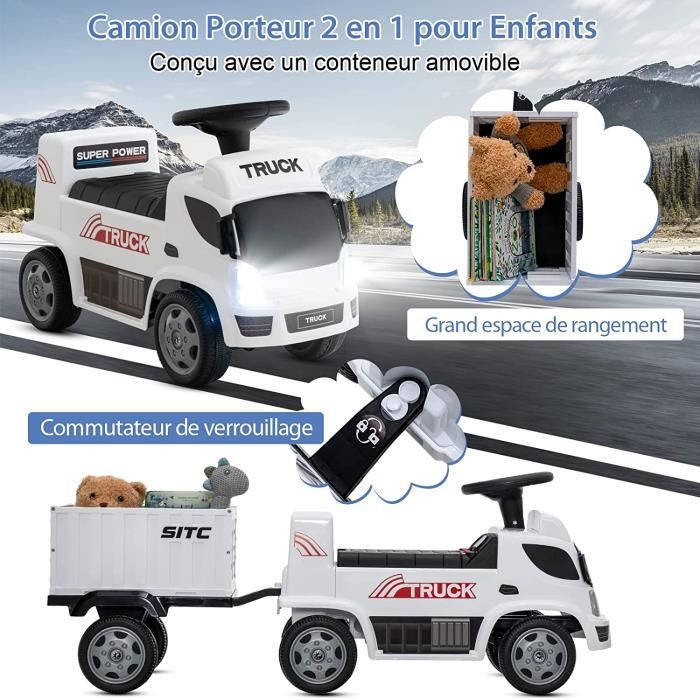 GOPLUS Camion à Pousser pour Enfants, Porteur Enfant Voiture avec Klaxon,  Musique, Rangement sous Siège, Phare