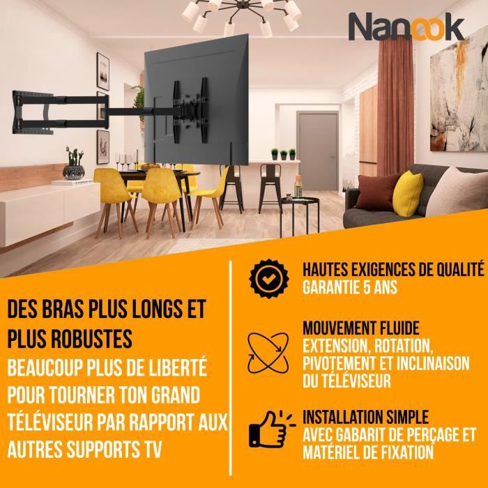 Support Mural TV Ultra Plat - Pour écrans 32 à 55 Pouces, Jusqu'à 80kg - Compatible VESA 100x100 à 400x400 - Noir - 13