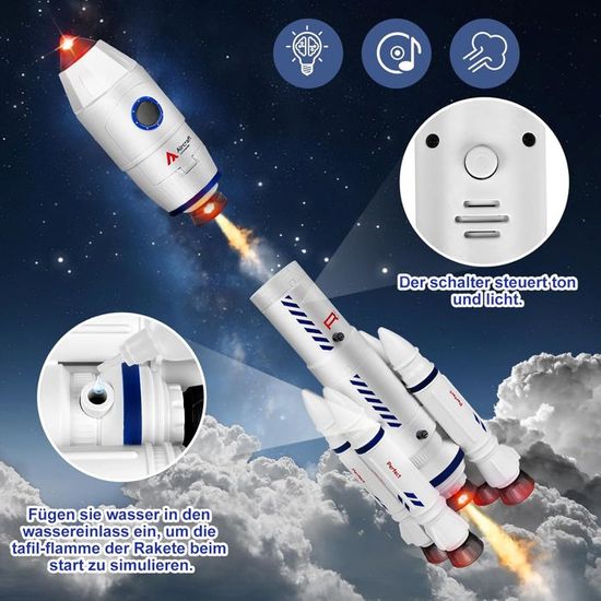 Jouet Fusée Spatiale 8 En 1 Pour Enfants 3-8 Ans – Avec Effets Lumineux Et Sonores – Navette, Astronautes, Satellite – Cadeau Garçon Et Fille - 11