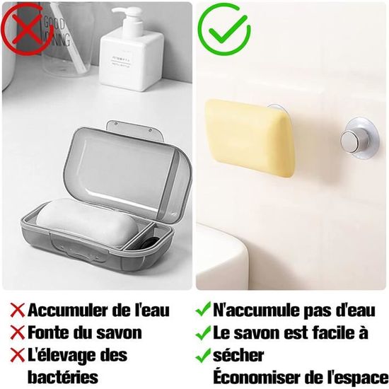 Lot 3 Porte-savons Magnétiques MYRES - Avec Ventouses Et Aimants, Sans Perçage - Pour Douche Et Cuisine