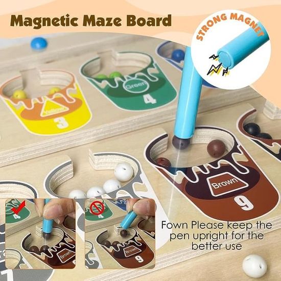 Jeu de labyrinthe magnétique en bois Montessori pour enfant,jouet intellectuel- Owl[B678943 Jeu de labyrinthe magnétique en bois Montessori pour enfant,jouet intellectuel- Owl[B678943