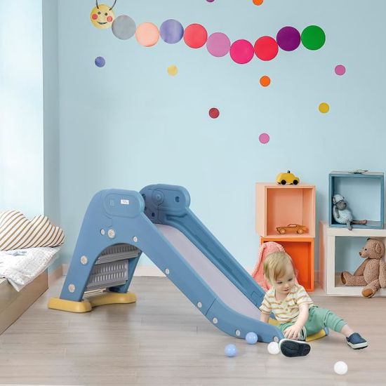 Toboggan pour enfants intérieur extérieur avec marches antidérapantes -  HDPE - dim.145L x 45l x 63H cm
