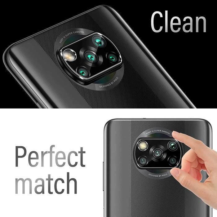 [2+2 Pièces] Verre Trempé pour Xiaomi Poco X3 NFC-Poco X3 Pro Protection  écran,avec Caméra Arrière Protecteur et Cadre d'installatio